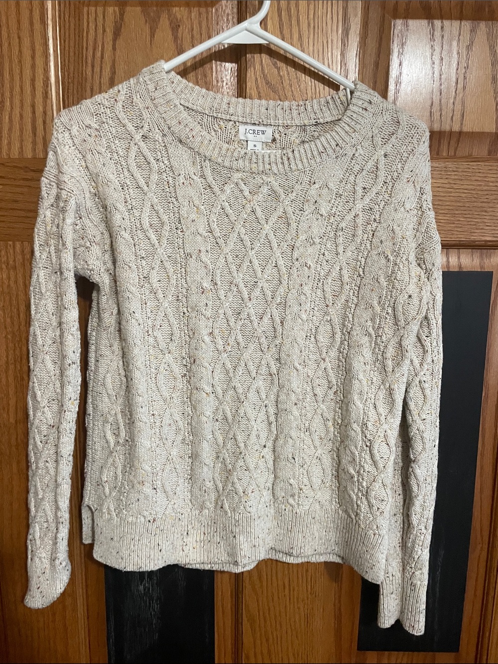 J. Crew Women's Cream Cable-Knit Crewneck Sweater